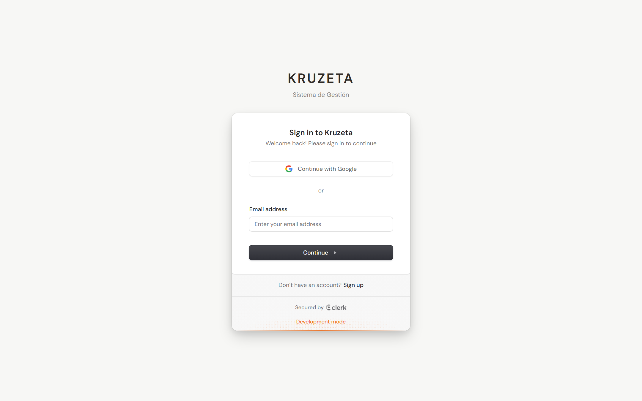 Captura de Kruzeta — Sistema de Gestión